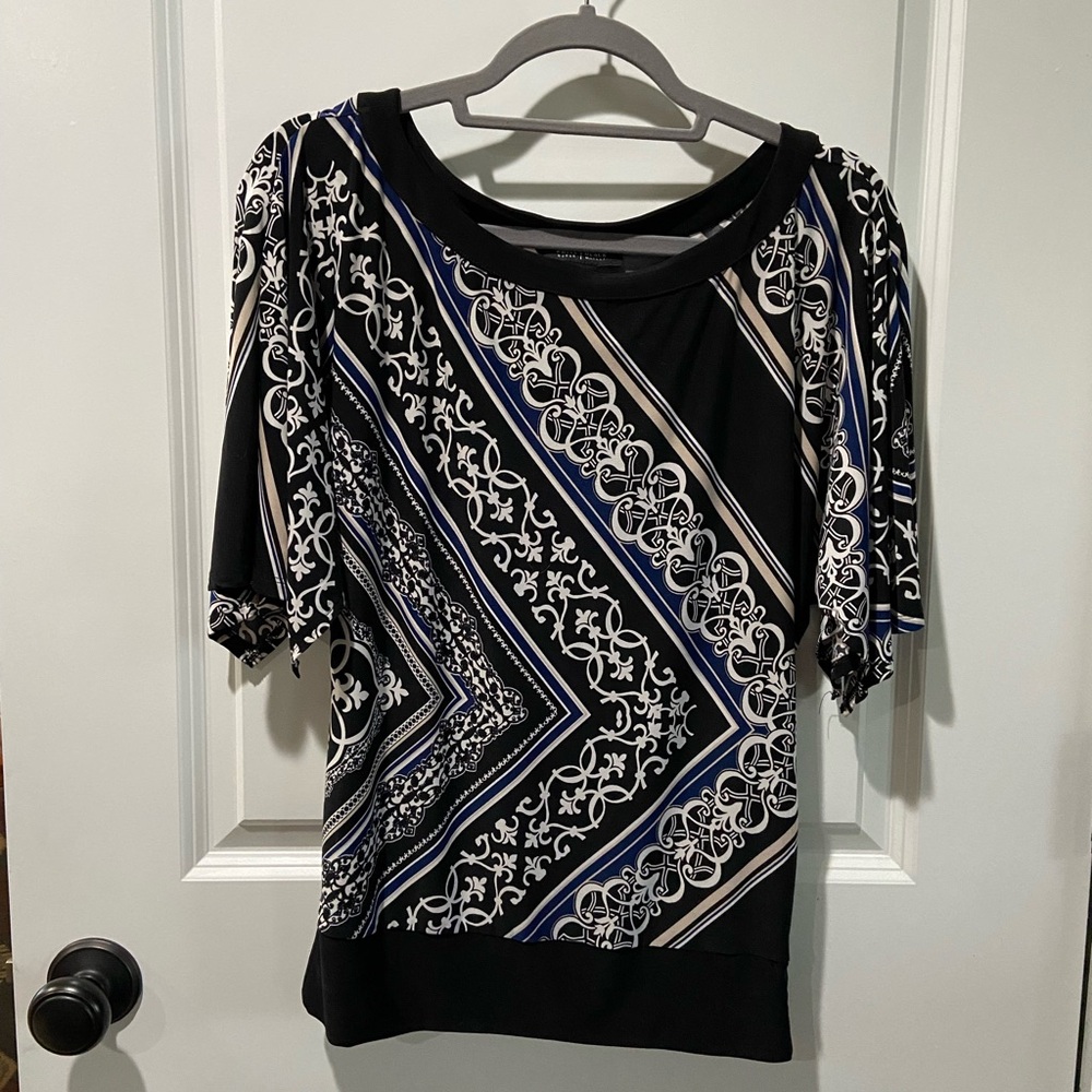 White House Black Market Funky Print Stretch Top